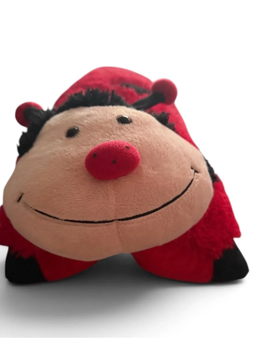 Pillow Pets Ms. Ladybug Plush Red Black Dotted Folding Stuffed Animal Large 18”